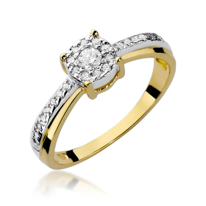 Wielokamieniowy Pierścionek z Diamentami 0,25ct ze złota próby 585. W-0302